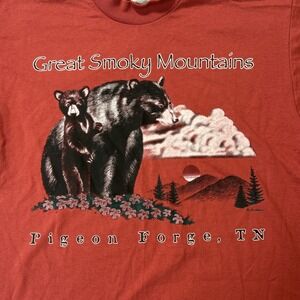 Vintage Great Smoky Mountains T Shirt Men's Size Large Red Fruit Of The Loom